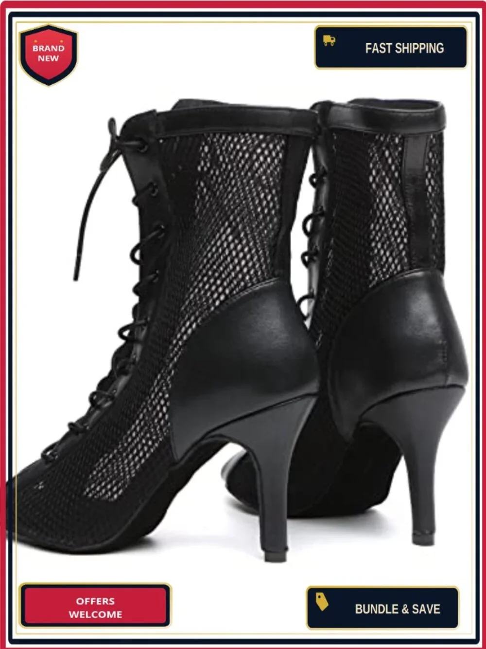 Women's Ankle Booties Stiletto Heels Open Toe Suede Sole Dance Shoes Party